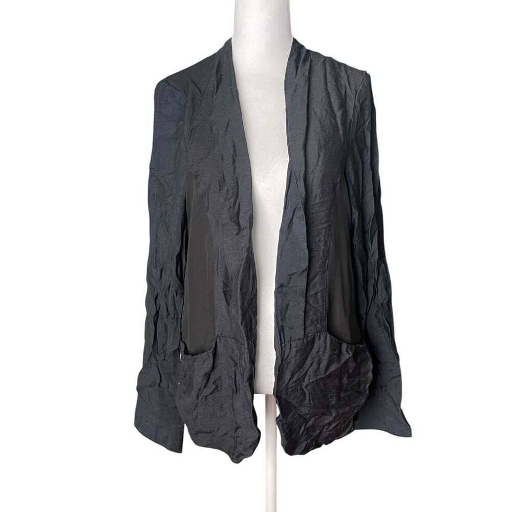 Silence + Noise Medium Thin Blazer Open Front Dark Blue Black Lightweight